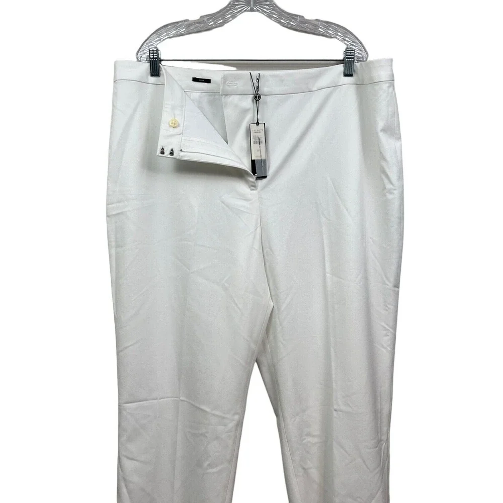 Talbots Womens Heritage Pants Stretch Straight Leg Lined High Rise White Sz 20*